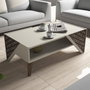 Hanah Home Beril - Mesa de centro Crema con diseño de damasco